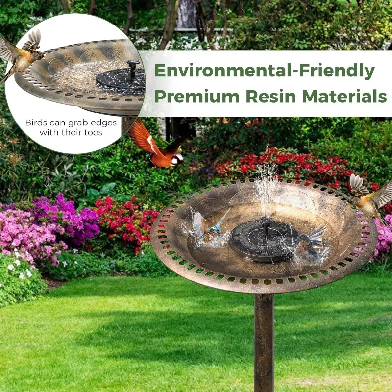 Birdbaths for Outdoors Solar Powered - Large Bird Baths for The Garden with Fountain, Heavy Duty Bird Baths for Clearance Made