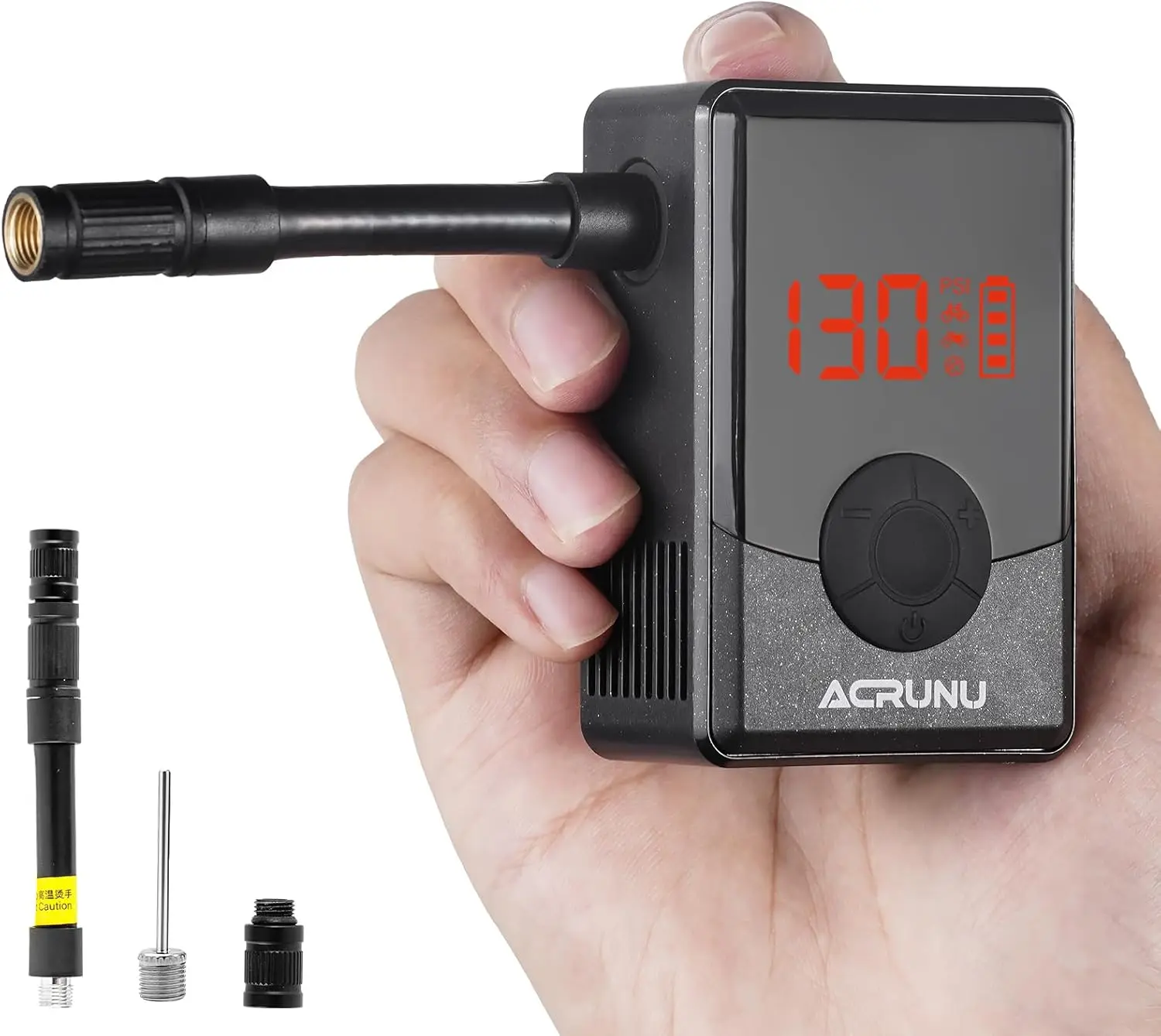 

130PSI Mini Electric Bike Pump with LED – Portable Rechargeable Air Pump for Bike, Motorcycle, Basketball (Schrader & Presta)