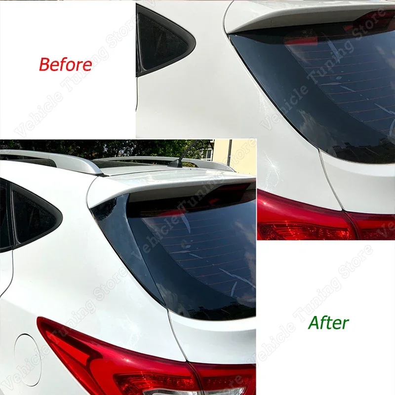 Car Rear Window Side Spoiler Wing Canard Splitter Trim For Hyundai iX35 2010-2015 2016 2017 Body Kit Accessories Gloss Black ABS