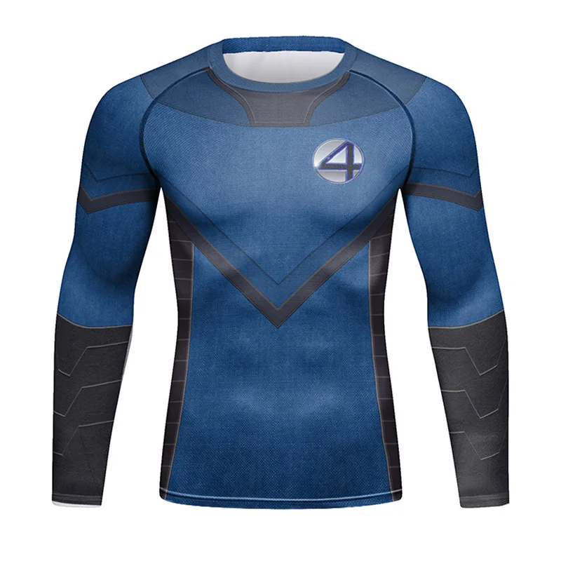 Fantastic Four Long Sleeve T Shirt Shorts Breathable Running Clothing Outdoor Casual Top Pants Sports Fitness Clothes for Men