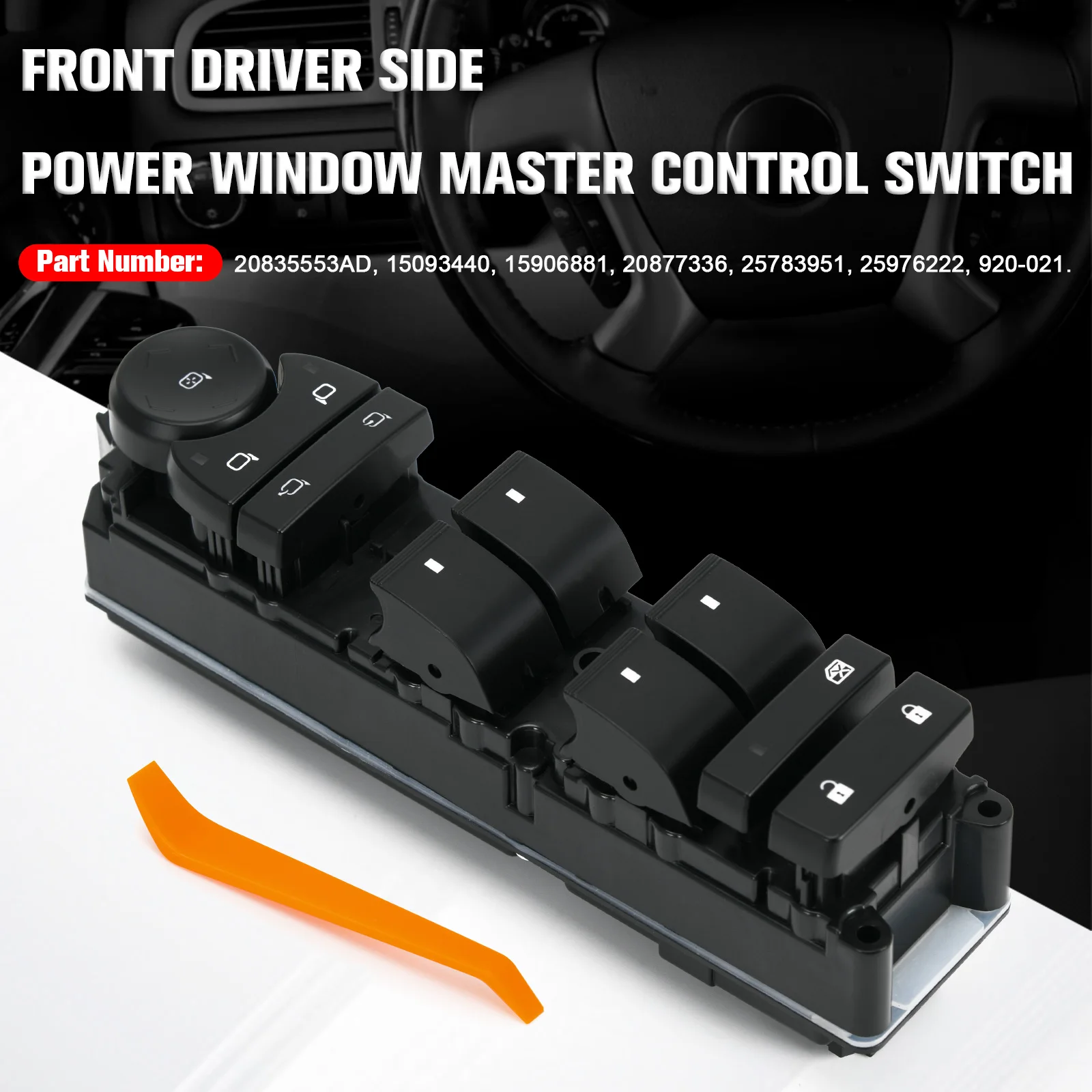 مفتاح تحكم رئيسي لنافذة الطاقة الجانبية للسائق الأمامي مع مفتاح مرآة قابل للطي مناسب لسيارة تشيفي سيلفرادو 11-13 20835553AD 25783951