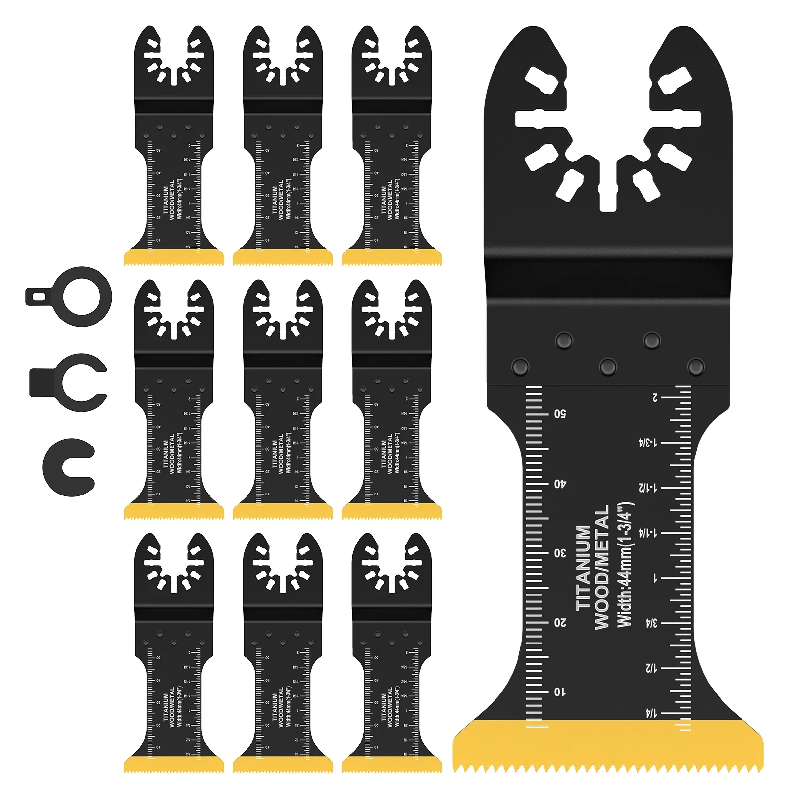 Lâminas de serra com adaptadores de junta, Multitool oscilante, revestido de titânio alongado, resistente ao desgaste, 1-3/4 pol, 10pcs