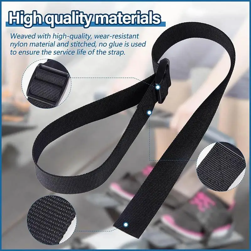 Rowing Machine Foot Straps 2X Elliptical Foot Straps For Fitness Rowing Machine Pedal Straps Under Desk Exerciser Parts ﻿