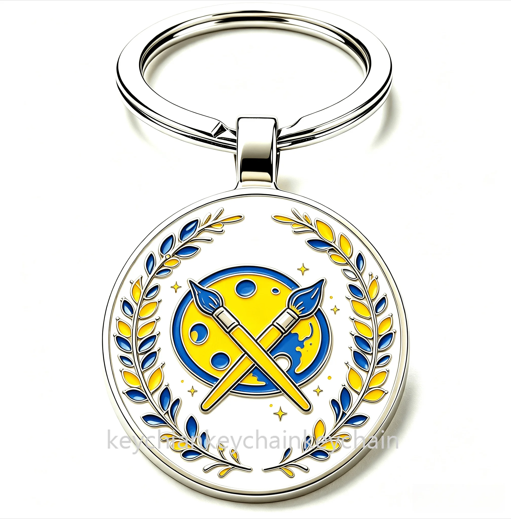 Ukraine Blue Yellow Drawing board drawing teacher Keychain Pendant Key Ring Bag Car Key Chain Souvenir Gift