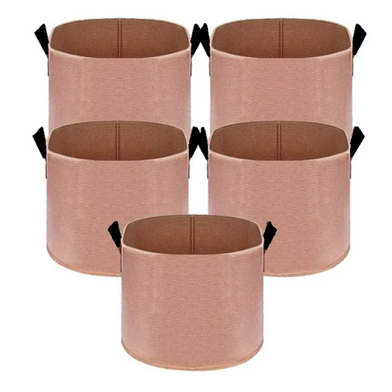 

Садовые горшки из ткани A21I-Tan, 7 галлонов, упаковка из 5 штук с прочными ручками на ремешке для удобного перемещения