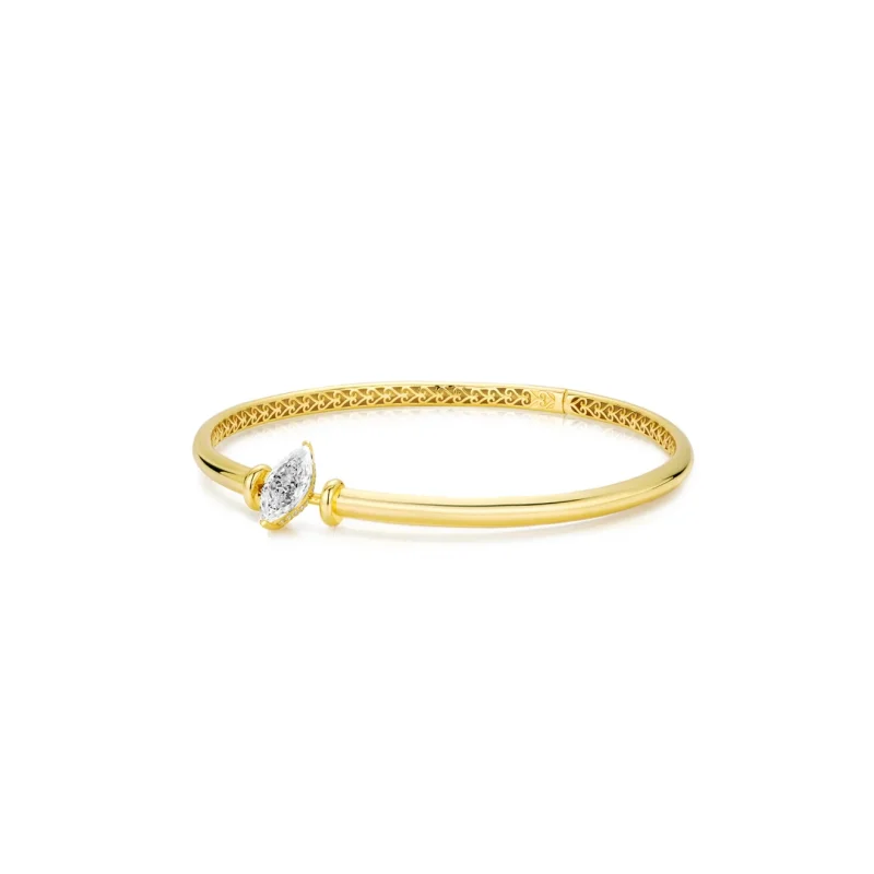 Bellux 925 Sterling Silver Gold Plated Marquise Cut Synthetic Zircon Charm Choker Necklace Collar Minimalist Party Jewelry