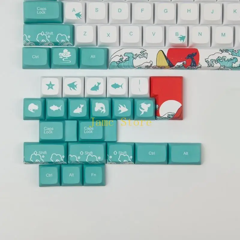 LX0B 128 for Key Dye Subbed PBT KeycapsCoral Sea for Key Covers XDA Profile for MX