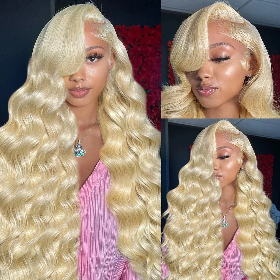 613 Honey Blonde 13x4 Body Wave Lace Front Human Hair Wigs Colored 13x6 Transparent Lace Frontal Water Wave Wigs For Woman