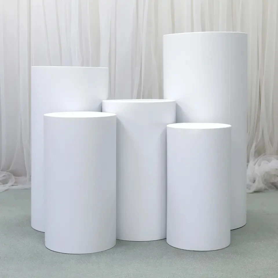 White acrylic Pedestal Stand For Wedding Party Decoration Round Plinth Cylinder Pedestal Wedding Cake Flower 2778