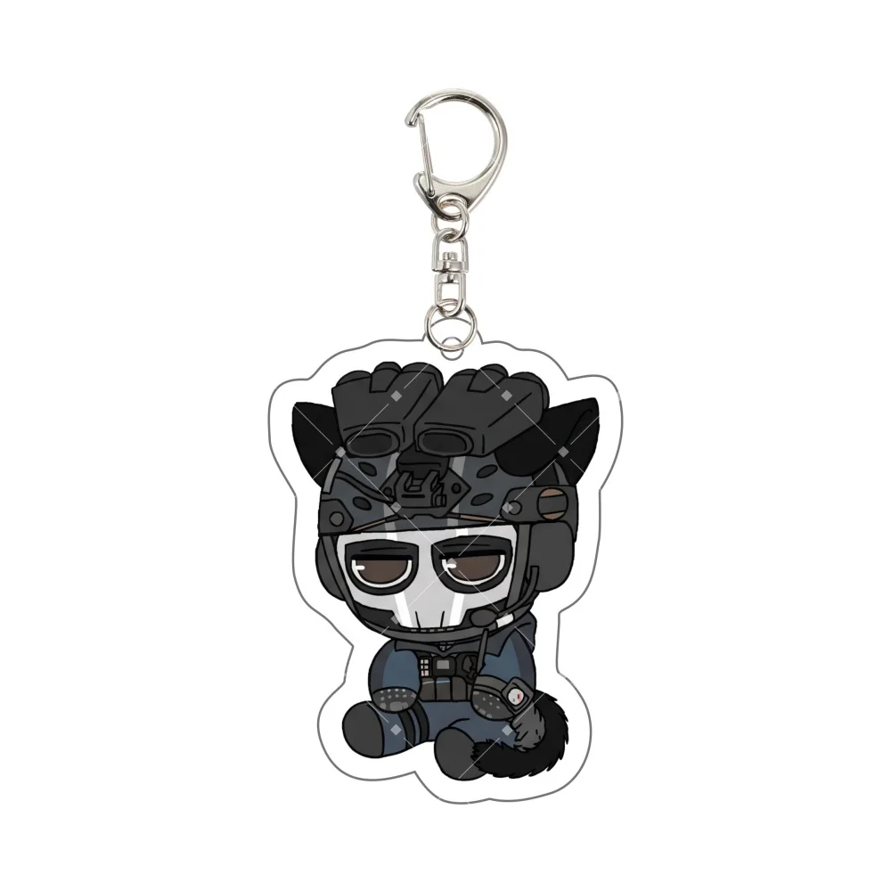 COD Anime Game Acrylic Keychain Ghost Soap König Cute Animal Cat Ear Chibi 5.5cm Keyring Bag Pendant Ita Bag Accessories Gift - view 3