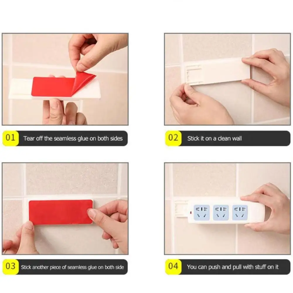 1pcs Power Strip Bracket Self Adhesive Socket Holder Patch Panel Power Strip Holder Wall-Mounted Socket Cable Fixer Rack