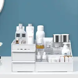 Caja de almacenamiento de cosméticos de gran capacidad, cajón organizador de maquillaje, joyería, esmalte de uñas, contenedor de maquillaje, caja de almacenamiento de artículos diversos de escritorio, 1 unidad