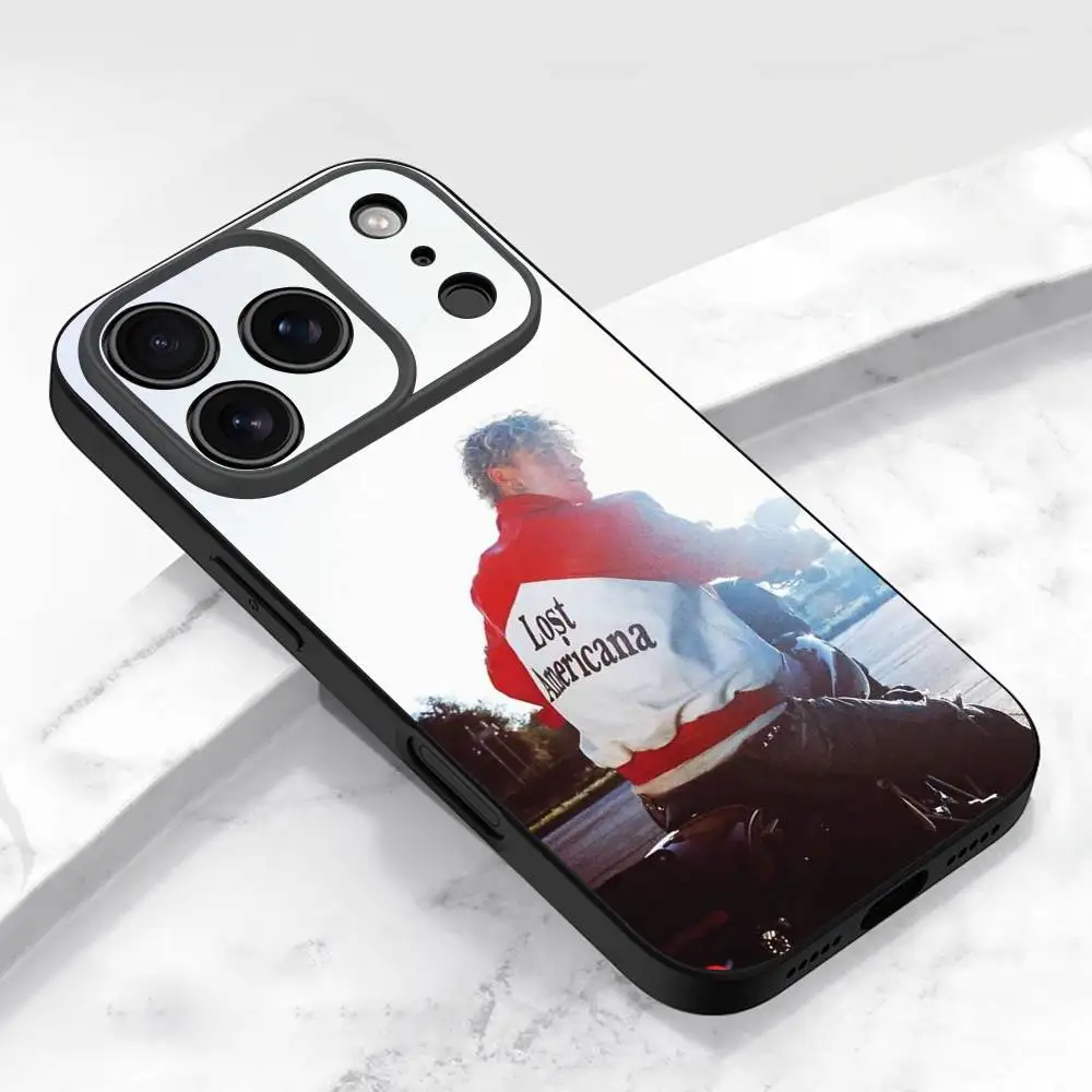 Casing HP M-MGK LOST AMERICANA Untuk iPhone 17,16,15,14,13,12,11,Pro,Max,Plus,E,Air,Mini Pelindung Hitam