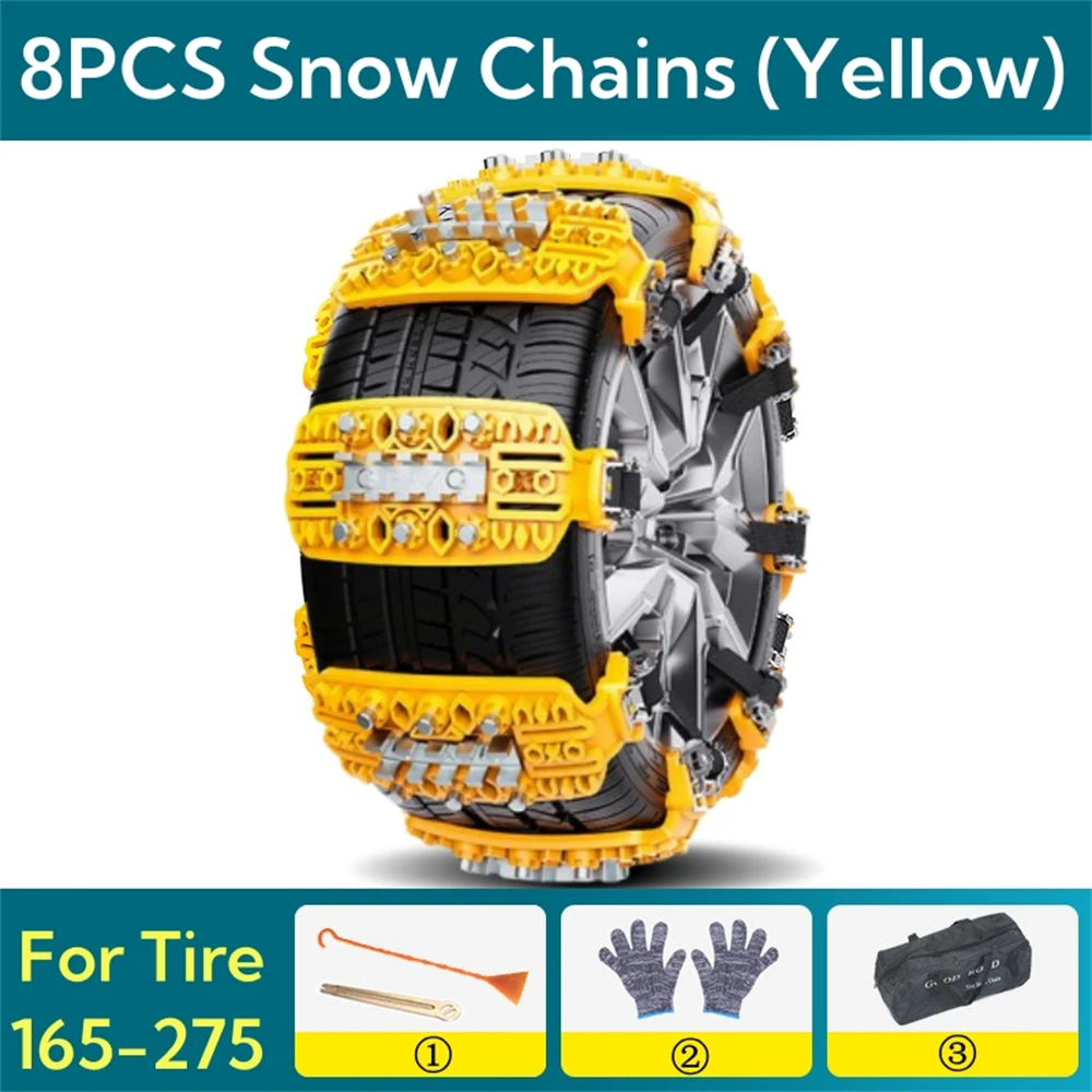 8PCS Snow Chain 2024 Universal Urethane String Anti-skid Chains Off Road Motorcycle Truck Car Winter Tires Tyre Chains For Snow