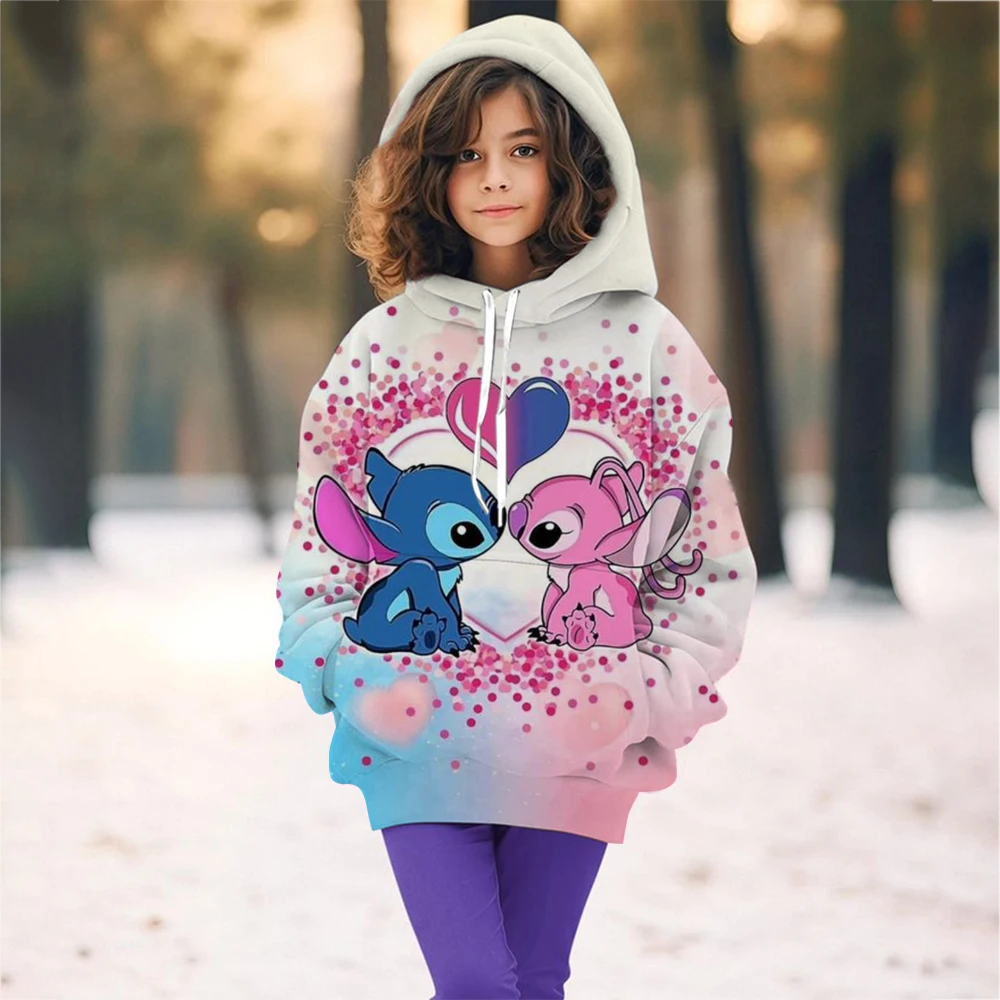 Disney Stitch Children's Street Fashion Sweater Boys Girls Tops Children's Sports Pullover Outdoor Sports Hoodie