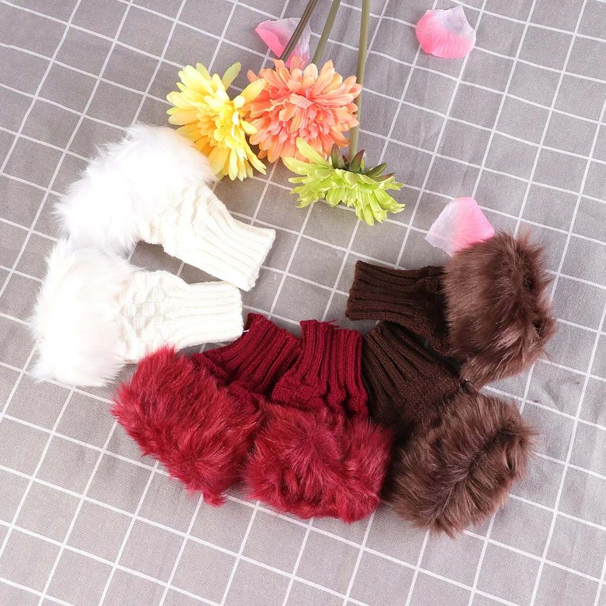 

1Pair Warm Half Finger Gloves Knitted Women Winter Faux Touchscreen Mittens For Outdoor Sports Cycling Jogging Fishing Golf