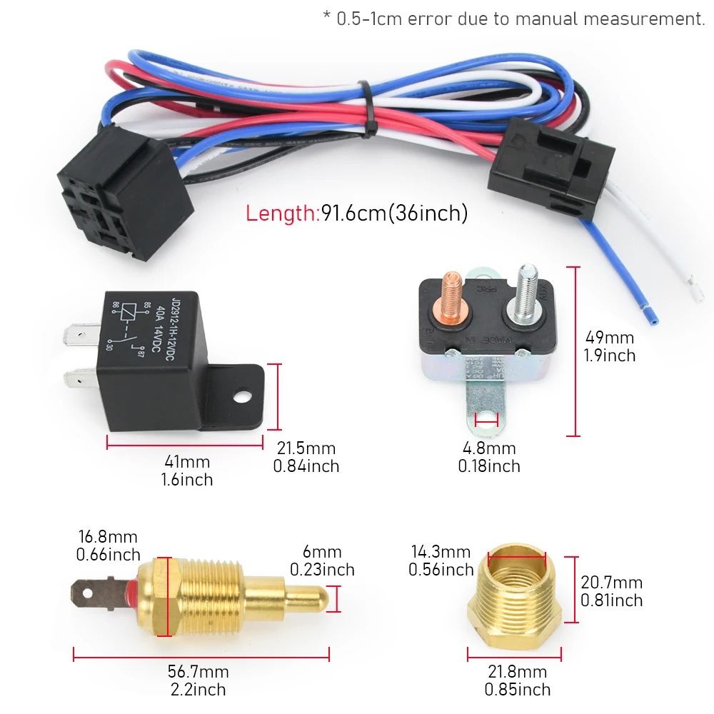 175-185 Degree Car Cooling Fan Thermostat Switch Car Fan Sensor Relay Harness Kit 12v Automotive Fan Car Accessories