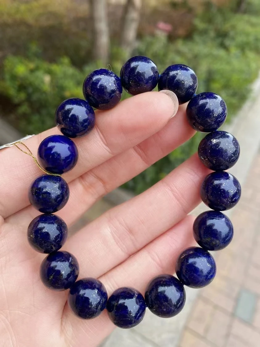 Natural Blue Lapis Lazuli Stone Beads Bracelet 13.3mm Women Men Stretch Round Crystal Bracelet Fashion Jewelry AAAAAA