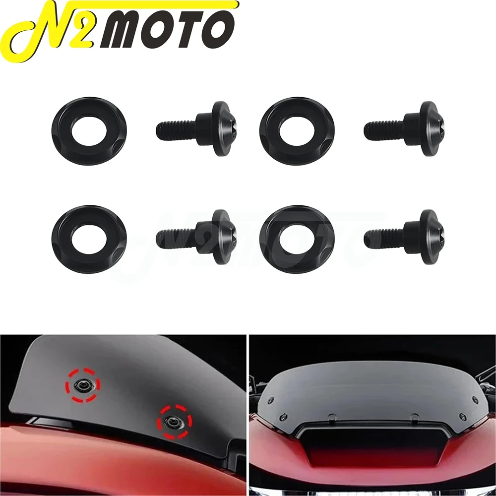 

Motorcycle Black Windscreen Bolt Kit For Harley Touring Road Glide FLTRX FLTRXS FLTRK FLTRXSE 2023-2024 Windshield Screws Set