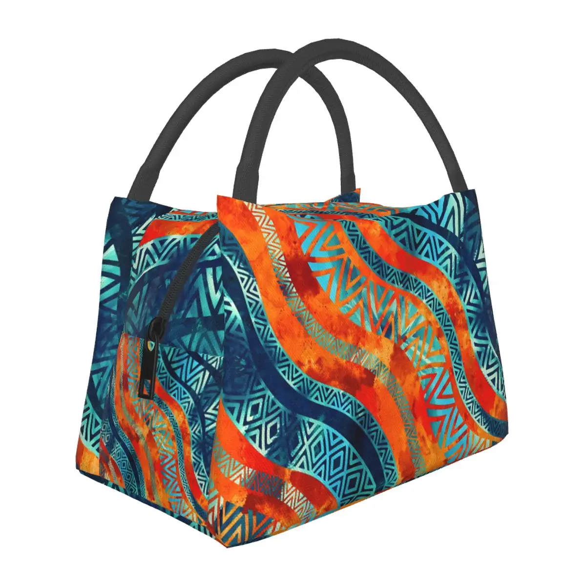 African Ethnic Lunch Bag Patchwork Print Outdoor Picnic Lunch Box For Adult Graphic Design Tote Food Bags Oxford Cooler Bag