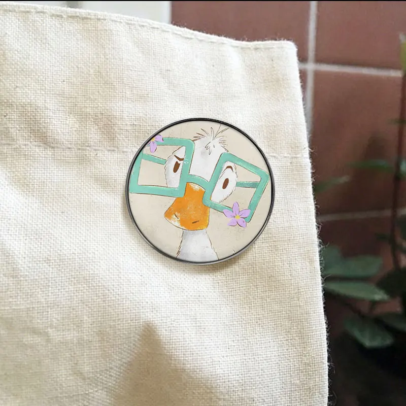 Cartoon Funny Duck With Glasses Enamel Badge Cute Animal Pin Art Style Metal Brooch Lapel Jewelry Gift For Art Lovers