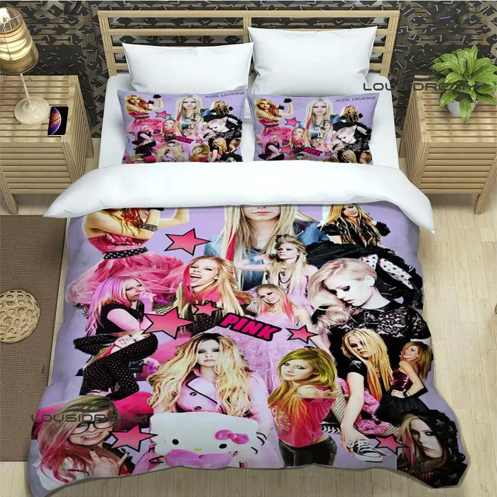 3D Avril Singer Lavigne Bedding Set,Duvet Cover Comforter Bed Set Quilt Cover Pillowcase,King Queen Twin Size Boys Girls Adults