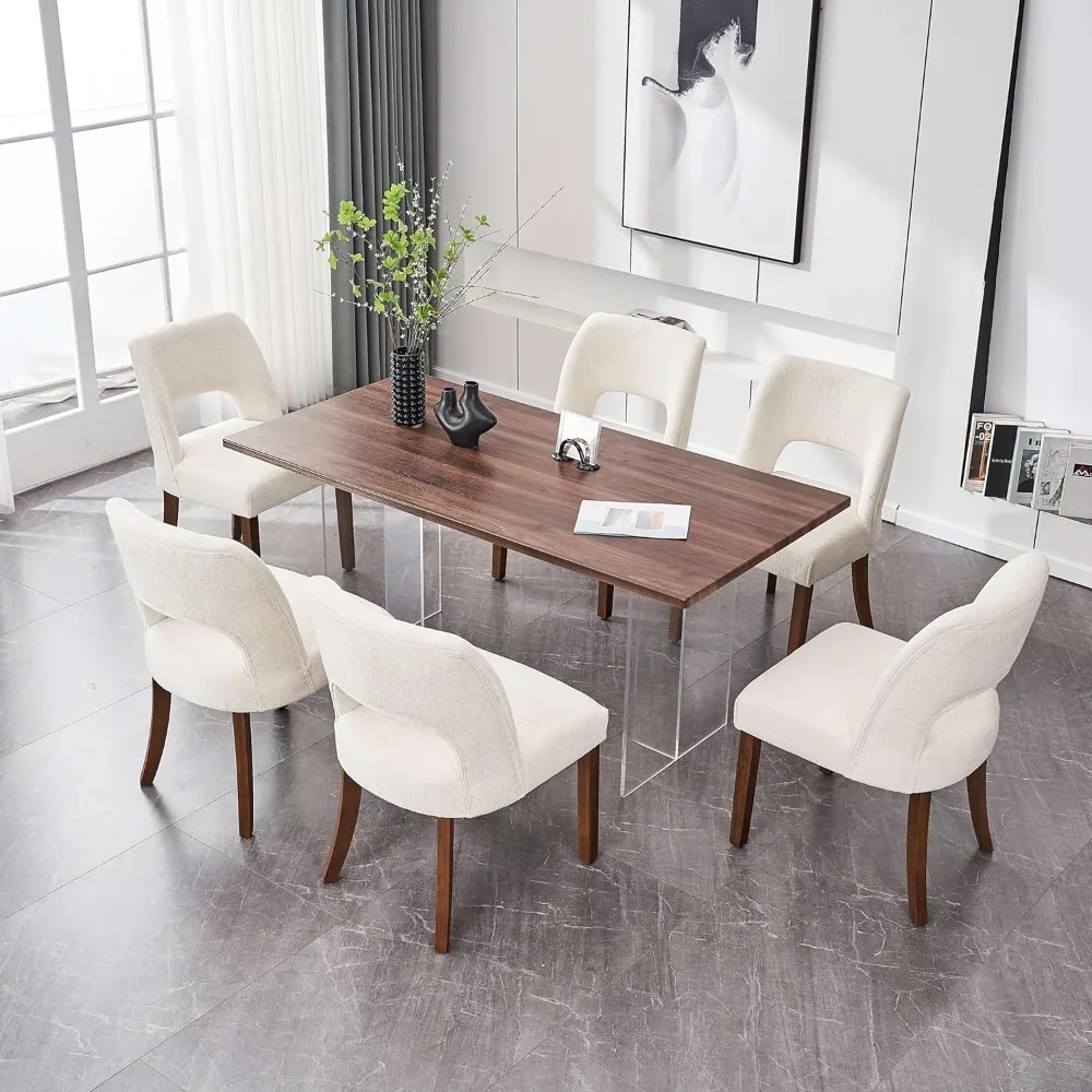 

Wooden Dining Chairs Set of 6, Modern Fabric Upholstered Dining Room Chair Kitchen Chairs, Farmhouse Dinner Chair for Kitchen