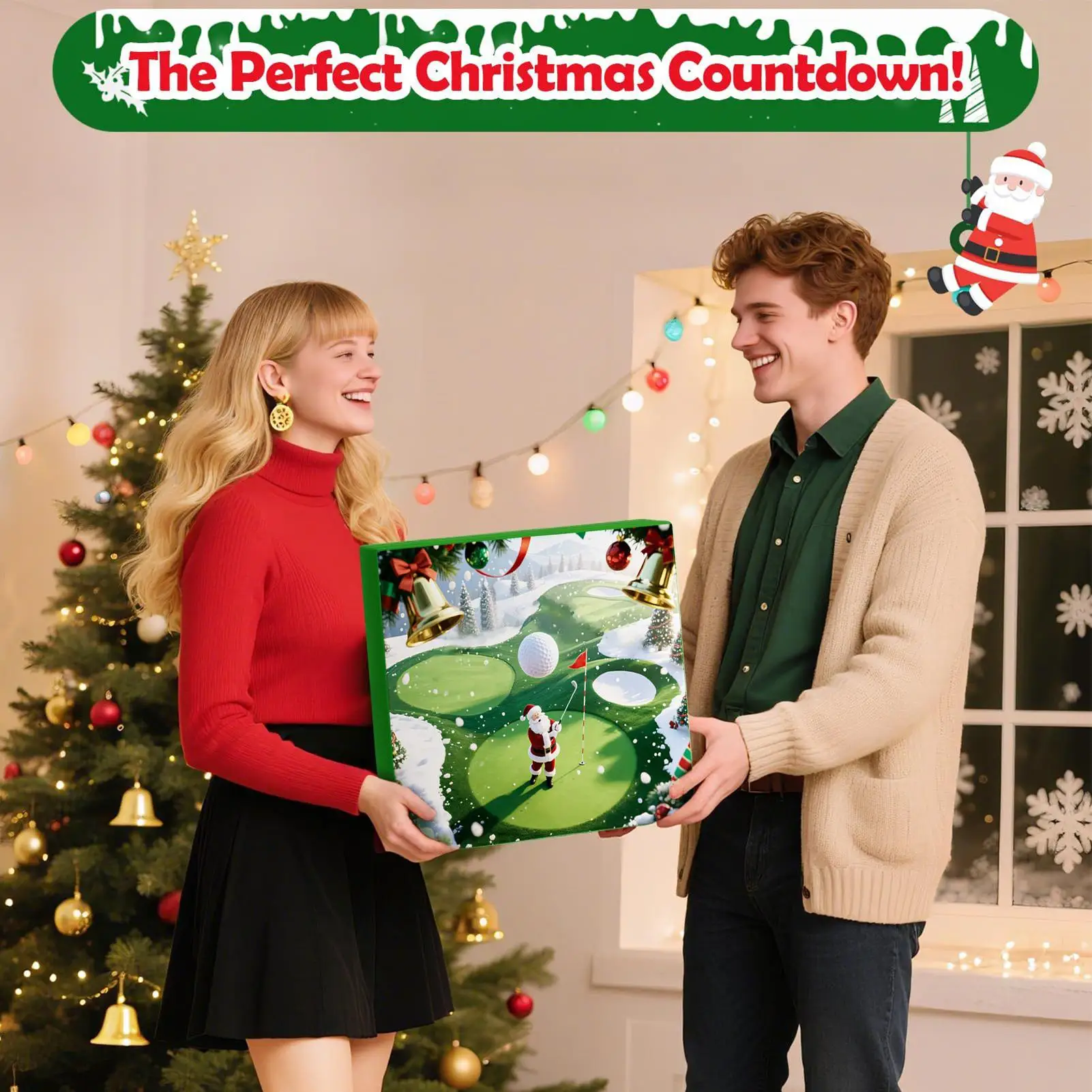 العد التنازلي لعيد الميلاد 24 يومًا تحت عنوان الجولف العد التنازلي التقويم نوادي الجولف كرات تيز بطاقة النتائج للرجال في سن المراهقة الكبار الأولاد الموسمية