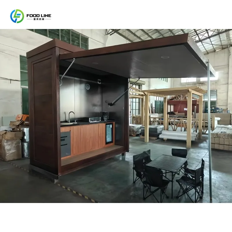 Customized Prefabricated Outdoor Garden Kitchen Cabinet Set Weatherproof Portable BBQ Shelter Camping Cooking Tools