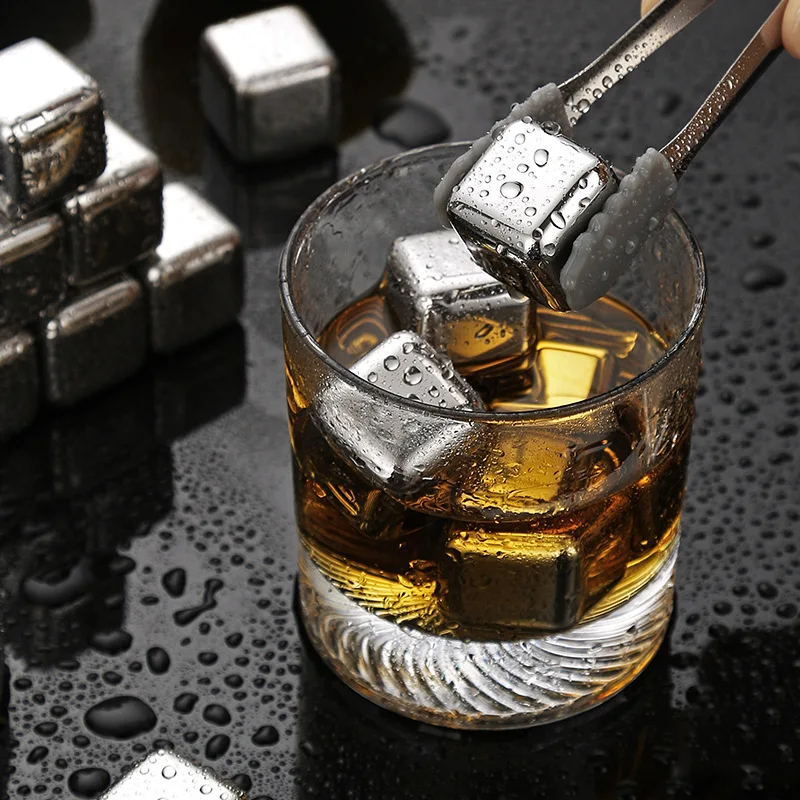 304 Stainless Steel Ice Cubes Bar Quick Frozen Tartar Whiskey Beer Accessory Creative Metal Square Cubes for Home Mug Coffee Cup