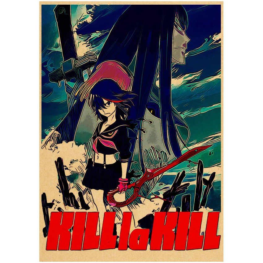 Póster de Anime Kill La Kill, póster de papel Retro Kraft, arte de pared, Bar, decoración de habitación, pintura para decoración del hogar