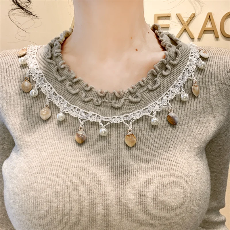 2025، جديد، أوروبي، ملابس، محبوكة، سترة، نسائي، موضة، مثير، رقبة دائرية، دانتيل عرقي، مطرز بالخرز، كم طويل، بلوفر، كشكشة، بلايز، 412125
