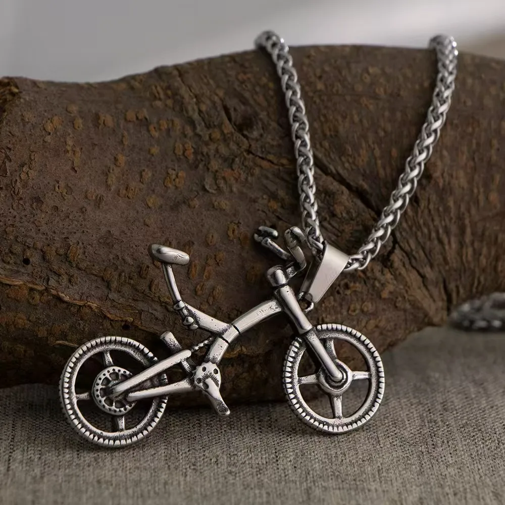 Punk Bike Bicycle Necklace Women Girls Boys Stainless Steel Pendant Trendy Party Jewelry Sports Cyclists Lover Gift