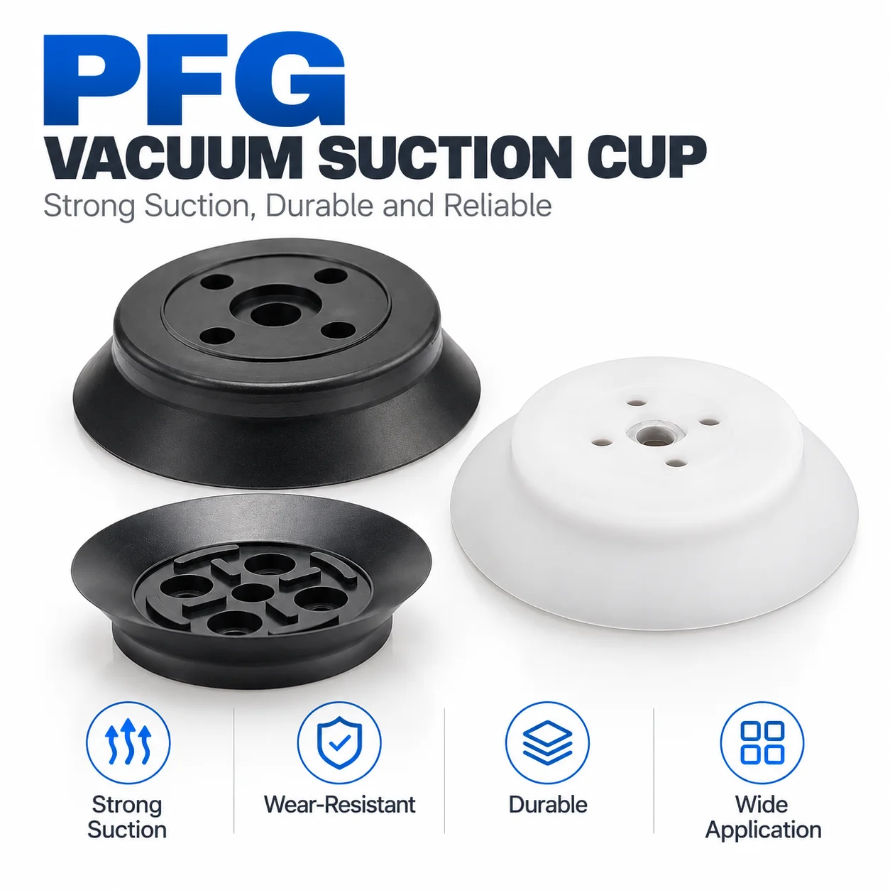 PFG Heavy Duty Vacuum Suction Cup Flat Type Strong Sucker PFG60/80/95/100/120/150/200/250 NBR Silicone Industrial Suction Cup