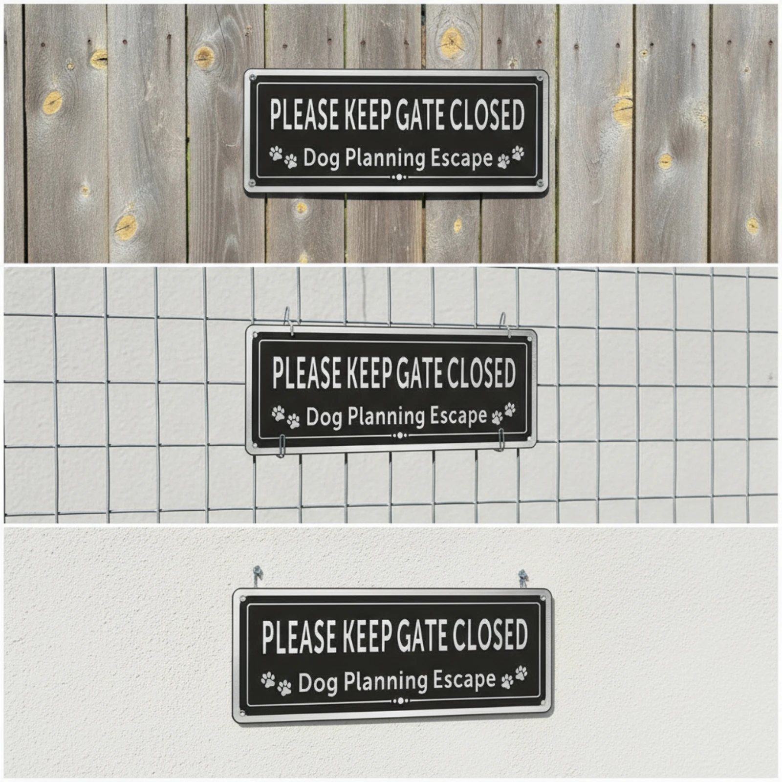 2 Pieces Please Keep Gate Closed Sign Pre-Drilled Gate Latched Sign Outdoor Sturdy for Dog Owners, Backyard Entrances, Fences