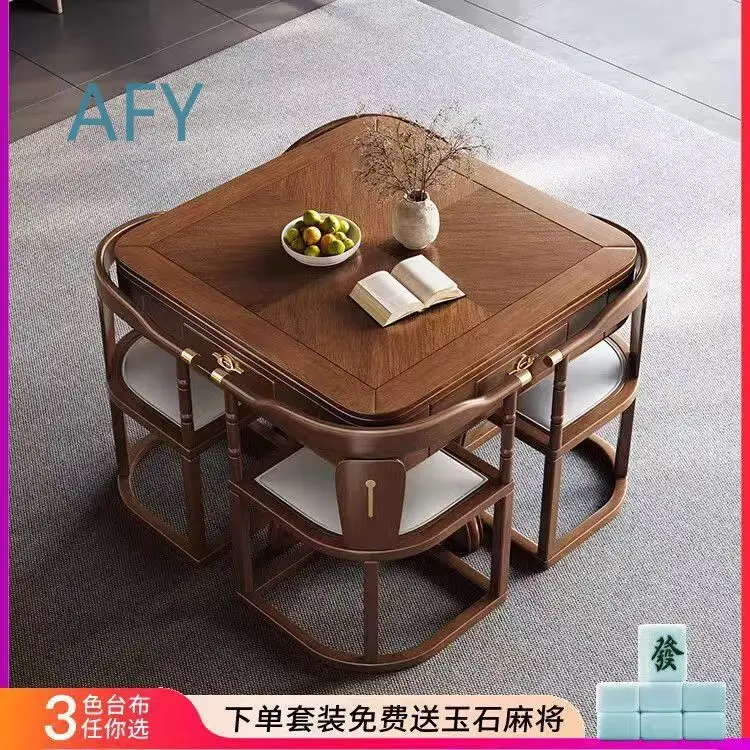 Electric Mahjong Table for Home Use Multi Functional Solid Wood Mahjong Dining Table Tea Table Automatic Mahjong Machine for