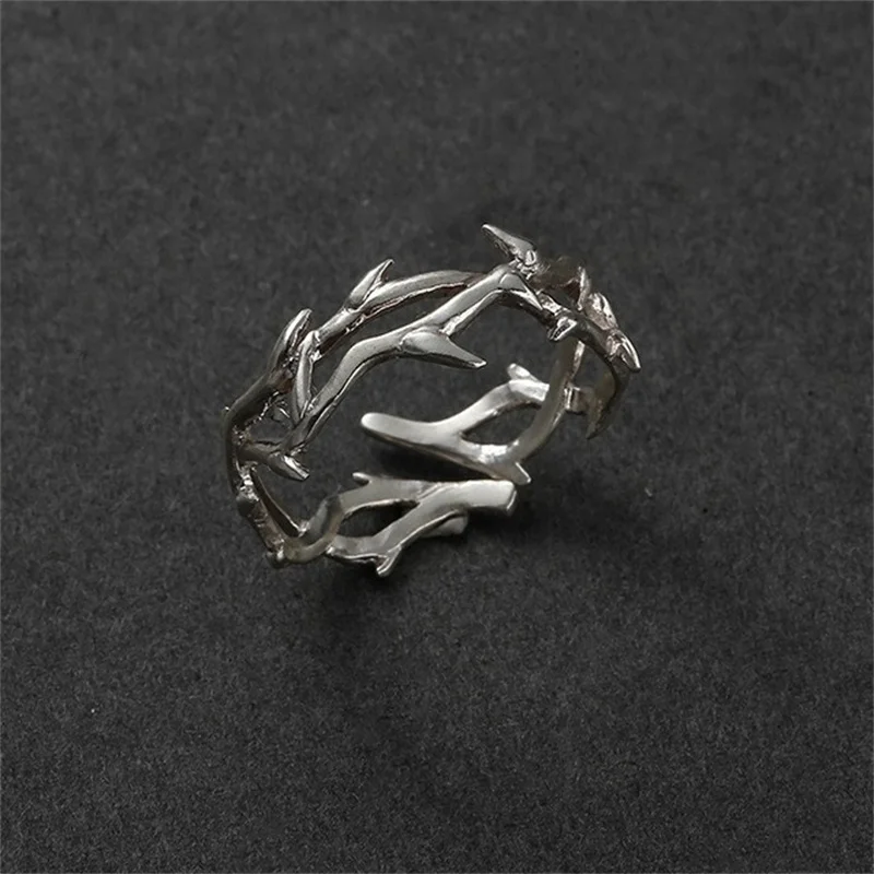 Vintage Ins Style Adherence Men's and Women's Rings with Branches, Thorns, Couples' Ring Gifts, Fashion and Personality