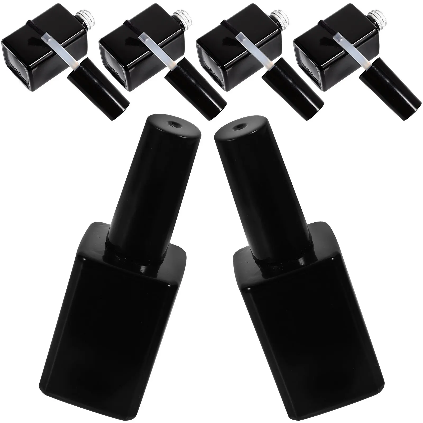 6Pcs Nail Gel Bottles Small Glass Empty Nail Polish Bottles Refillable Brush Leakproof Portable for Travel Salon