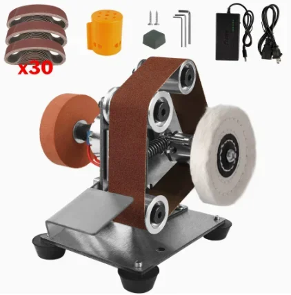 Mini Electric Belt Sander Desktop Polishing Grinding Machine DIY Sharpener for Knife Edge Sharpening Metal Wood Polishing
