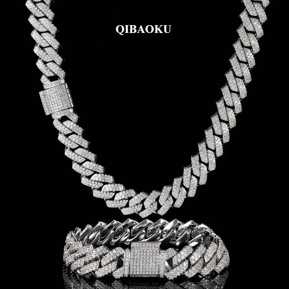 FCGJHW D Color Moissanite Cuban Bracelet S925 Sterling Sliver Plated 18k White Gold Diamond Cuban Link Chain for Women Man 2026