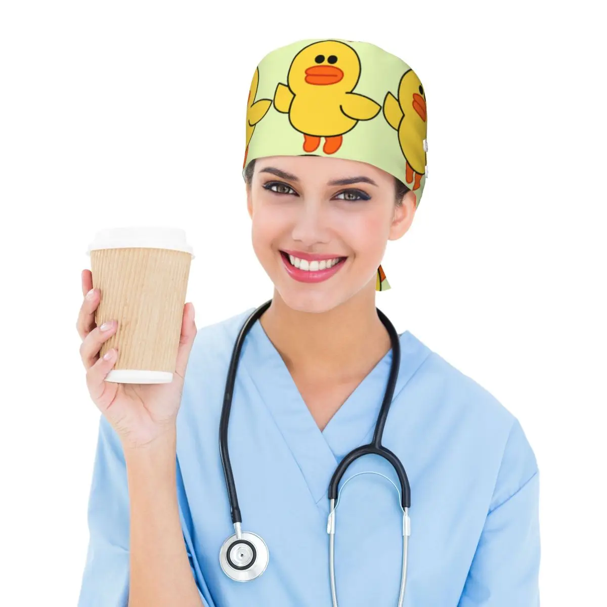 Sally Yellow Chick Line Friends Scrub Hat Doctor Working Surgical Cap Unisex Adjustable Nursing Caps for Dentist