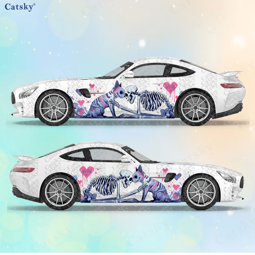 

Череп собака сердце брызги боковая наклейка автомобиля украшение, ПВХ водонепроницаемая устойчивая к царапинам наклейка, защита автомобиля, автоаксессуары в подарок