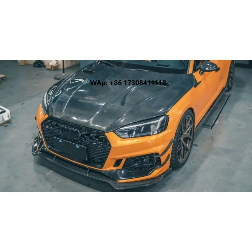 

High Quality New V1 Style Real Carbon Fiber Front Hood Bonnet Fit for RS5 S5 A5 B9 B9.5 17-23 Engine Hoods