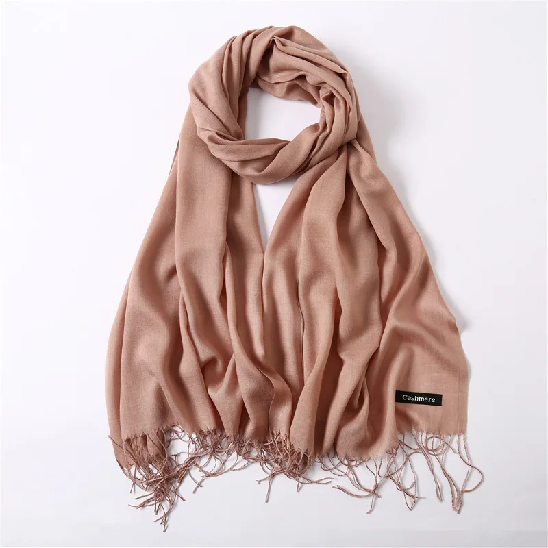 Fashion Solid Schal Frauen Kaschmir Weiche Winter Warme Schals Hijab Weibliche Lange Stirnband Schal Wraps Bandana Foulard 2022 Echarpe – Detail 34