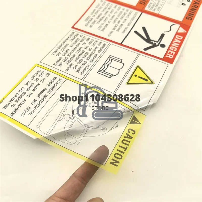 KHP12142,Glass Sticker DECAL for Excavator CX130B, CX290B, CX350B, CX210B, CX470B Warning, Danger, Caution