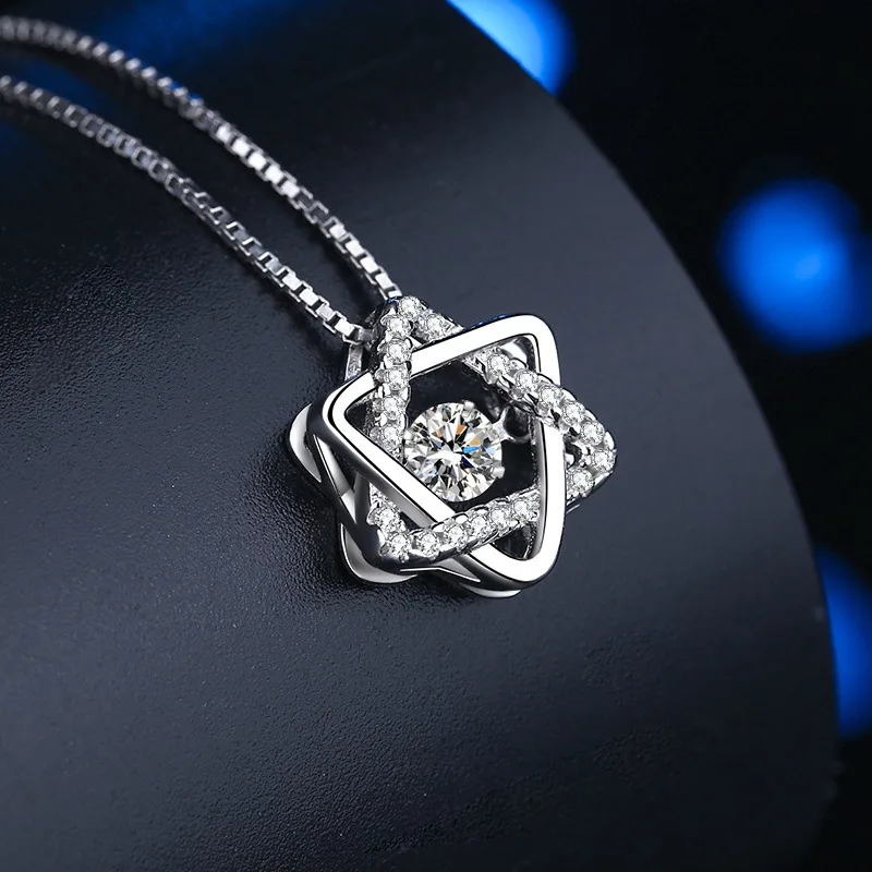 Hexawn star pendant pulsating simple everything fashion accessories Mosang stone clavicle chain