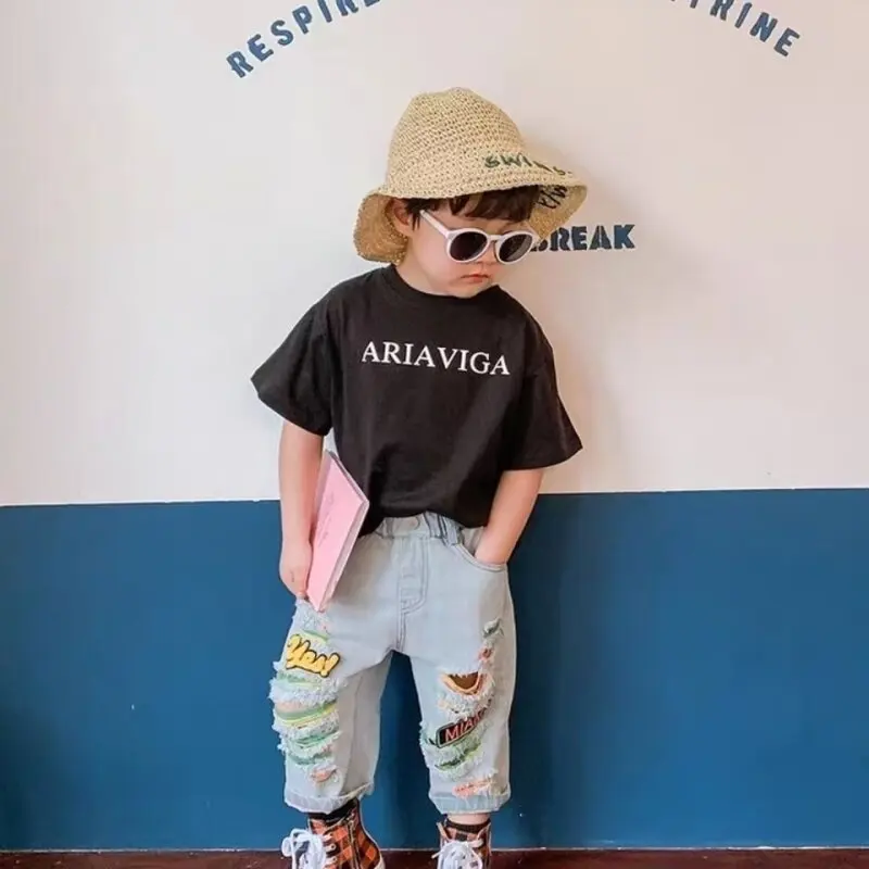 Boys Casual Jeans Children Denim Ripped Jeans Kids Trousers Toddler Girl Fall Clothes 2 3 4 5 Years Baby Harem Pants Jeans