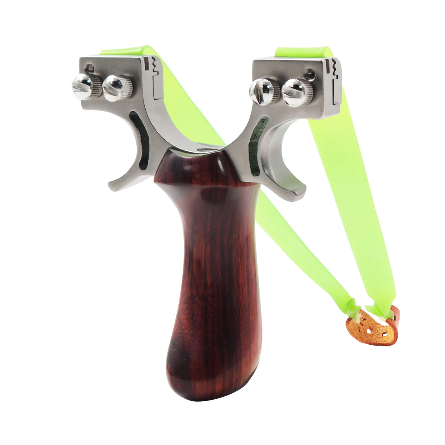 

Upgraded Curved Wooden Handle Double Screw OTT Slingshot Outdoor Hunting Shooting Professional Portable Sling Catapult