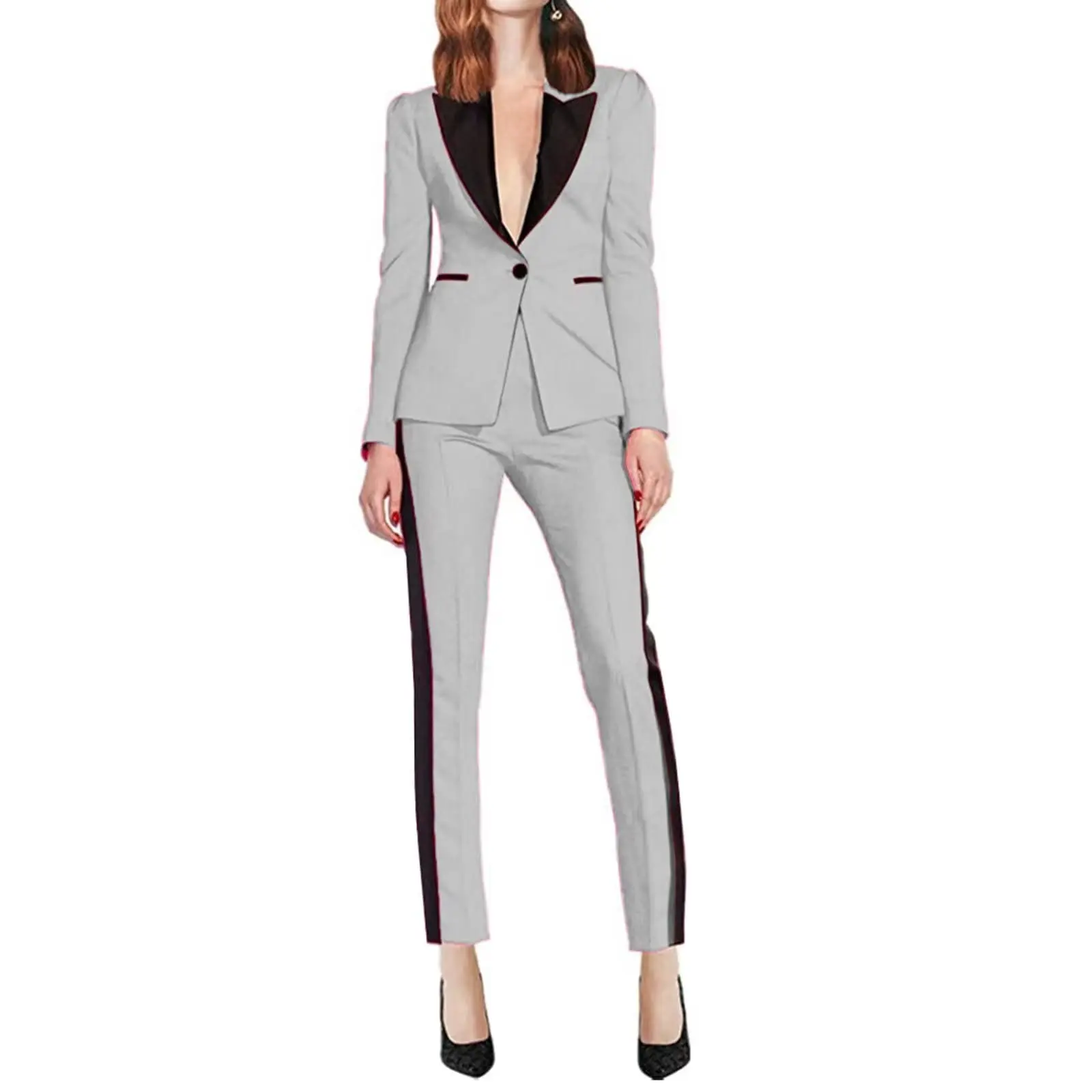 

Simple Color Blocking And Contrasting Spring And Autumn Fashion Long Sleeved Pants Suit Set Amazon WholesaleWL008+MR7