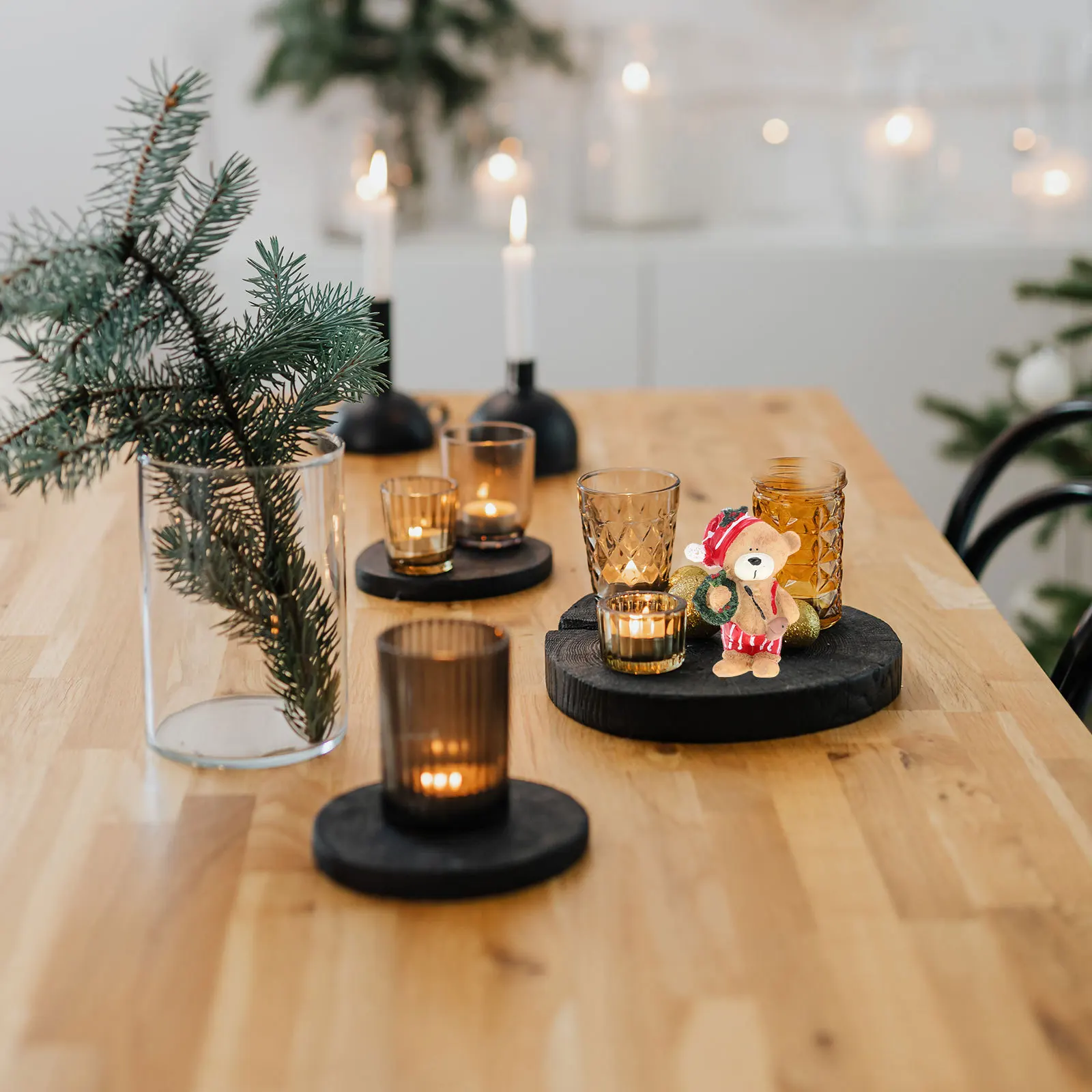 

Cute Christmas Bear Resin Ornament Charming Xmas Bear Decoration for Mantel Shelf Tabletop Photo Prop Holiday Decor